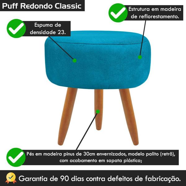 Imagem de Puff de Sala Banqueta Decorativo Redondo Classic Suede Diversas Cores