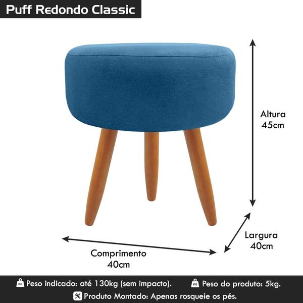 Imagem de Puff de Sala Banqueta Decorativo Redondo Classic Suede Diversas Cores