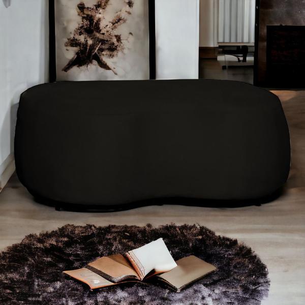 Imagem de Puff Decorativo 2 Lugares Orgânico Rodapé Preto Beatriz Veludo - Estopar