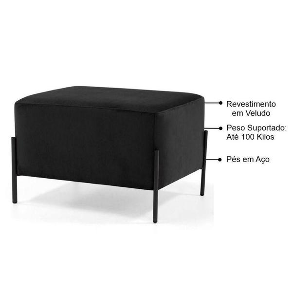 Imagem de Puff Decorativo 60cm Base Aço Status Preto