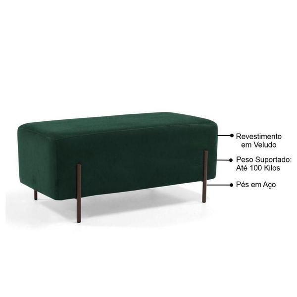 Imagem de Puff Decorativo 90cm Base Aço Status Veludo Verde Musgo