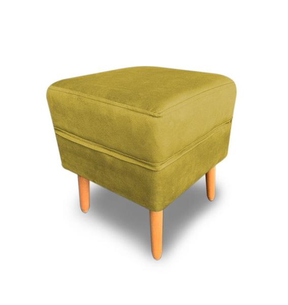 Imagem de Puff Decorativo Anita Suede Amarelo - MeuLar Decor