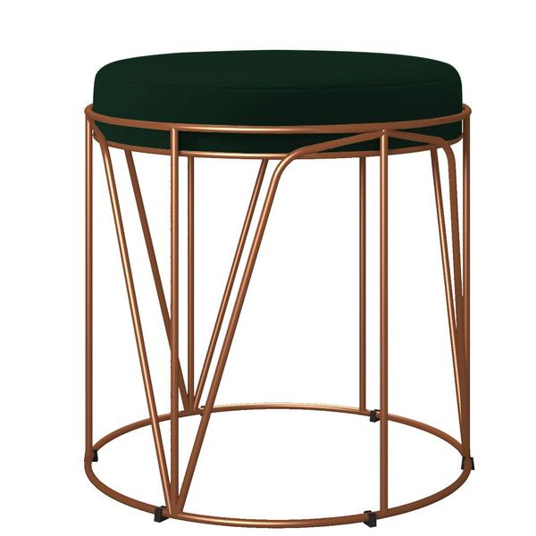 Imagem de Puff Decorativo Aramado Bronze Zaya L02 Suede Verde Musgo - Lyam Decor