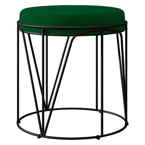 Imagem de Puff Decorativo Aramado Preto Zaya L02 Suede Verde Musgo - Lyam Decor