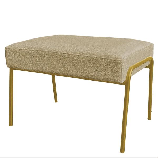 Imagem de Puff Decorativo Ariel Ferro Base Gold Veludo Cappuccino - Montanaris Decor