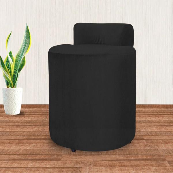 Imagem de Puff Decorativo Athena Suede Preto - Vallisa Decor