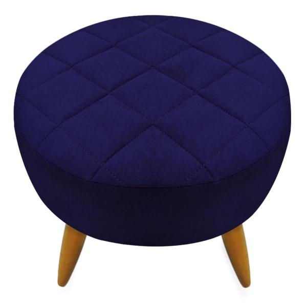 Imagem de Puff Decorativo Banqueta Maitê Redondo Suede Azul Marinho