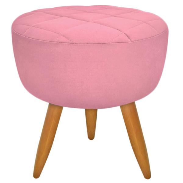 Imagem de Puff Decorativo Banqueta Maitê Redondo Suede Rosa