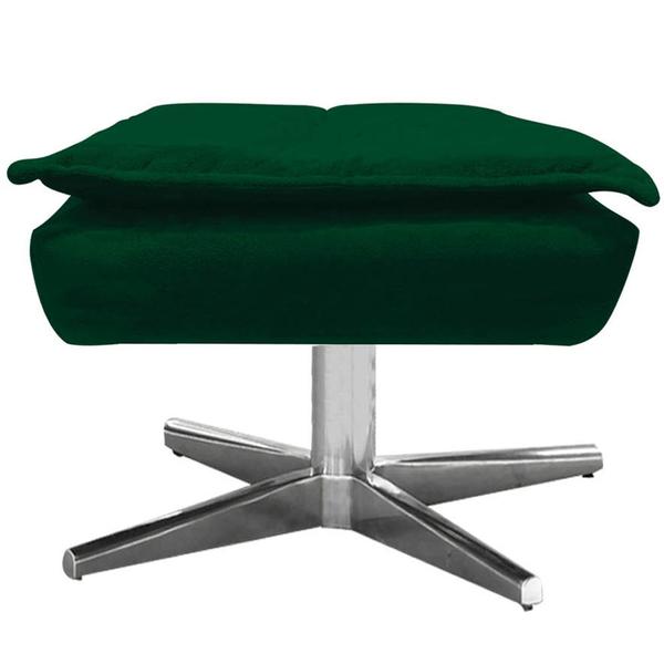 Imagem de Puff Decorativo Base Giratória Cromada Charger Suede Verde G19 - Gran Belo