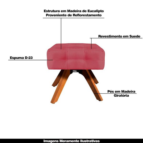 Imagem de Puff Decorativo Base Giratória Karen Suede Rosê G19 - Gran Belo