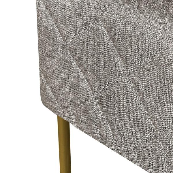 Imagem de Puff Decorativo Bela Linho Bege Base Metal Dourado - Vallisa Decor