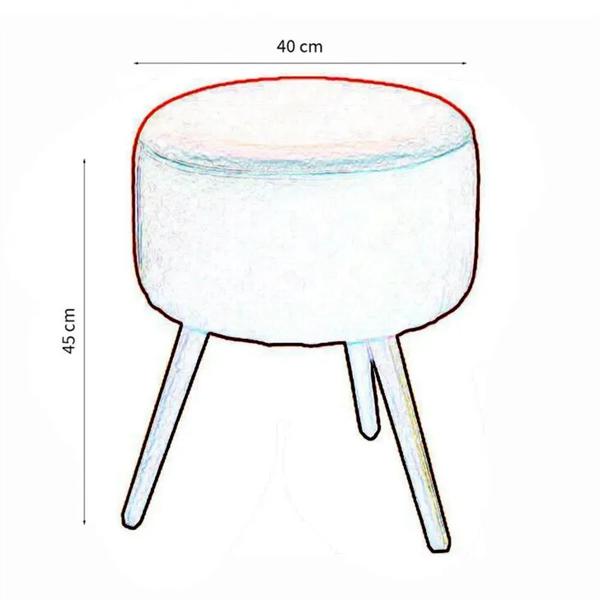 Imagem de Puff Decorativo Classic Redondo com Pés Madeira Suede Bege