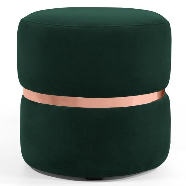 Imagem de Puff Decorativo Com Cinto Rosê Round B-303 Veludo Verde Musgo - Domi