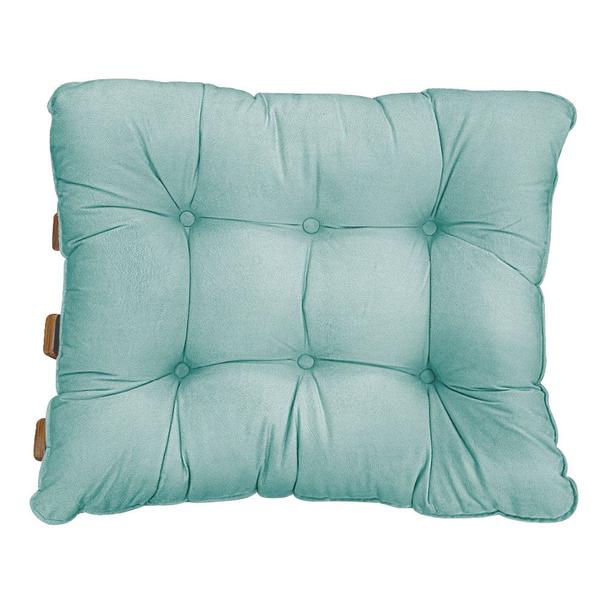 Imagem de Puff Decorativo Costela Base Fixa Suede Azul Tiffany - Doce Sonho Móveis