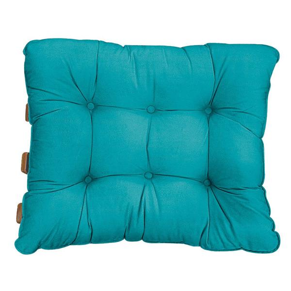 Imagem de Puff Decorativo Costela Base Fixa Suede Azul Turquesa - Doce Sonho Móveis