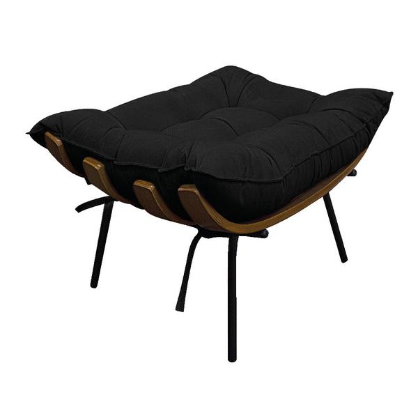 Imagem de Puff Decorativo Costela Base Fixa Suede Preto - ADJ Decor