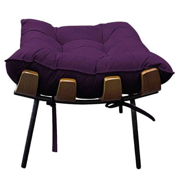 Imagem de Puff Decorativo Costela Base Fixa Suede Roxo - Doce Sonho Móveis