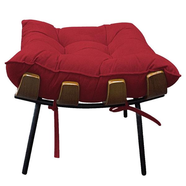 Imagem de Puff Decorativo Costela Base Fixa Suede Vermelho - Amarena Móveis