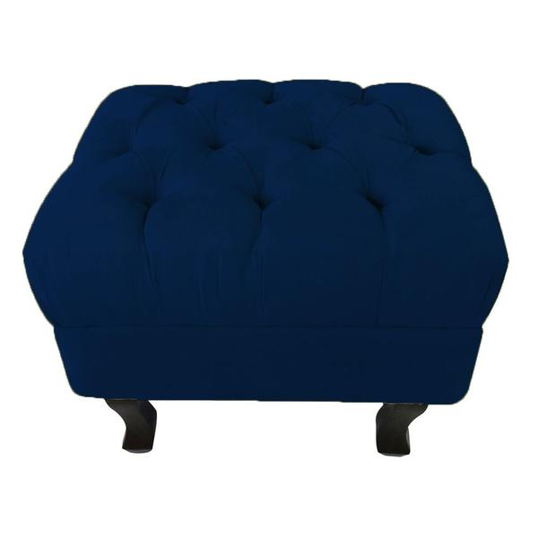 Imagem de Puff Decorativo Em Captonê Retrô Luis Xv Suede Azul Marinho - DL DECOR