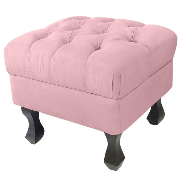 Imagem de Puff Decorativo Em Captonê Retrô Luis Xv Suede Rosa - DL DECOR