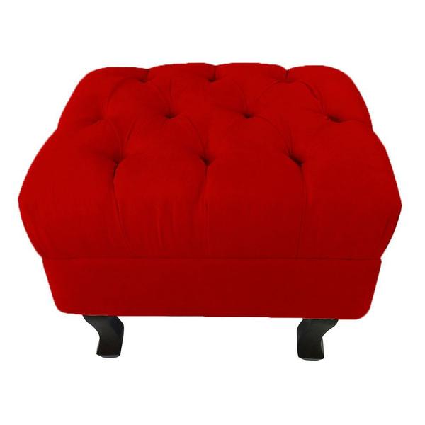 Imagem de Puff Decorativo Em Captonê Retrô Luis Xv Suede Vermelho - DL DECOR