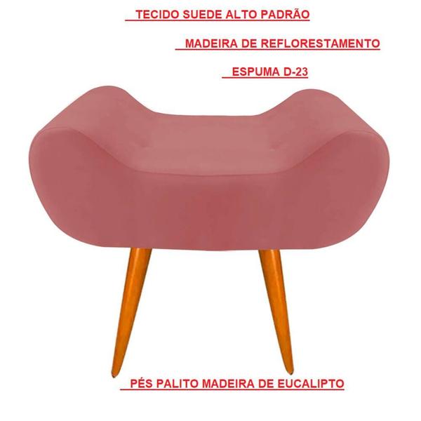 Imagem de Puff Decorativo Leticia Suede Rosê Pés Palito - House Móveis