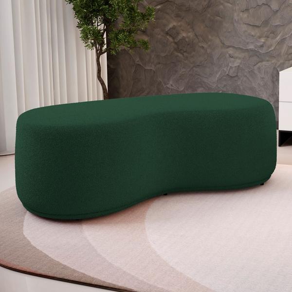 Imagem de Puff Decorativo Living Aisha Orgânico 02 Lugares Bouclê Verde - Desk Design