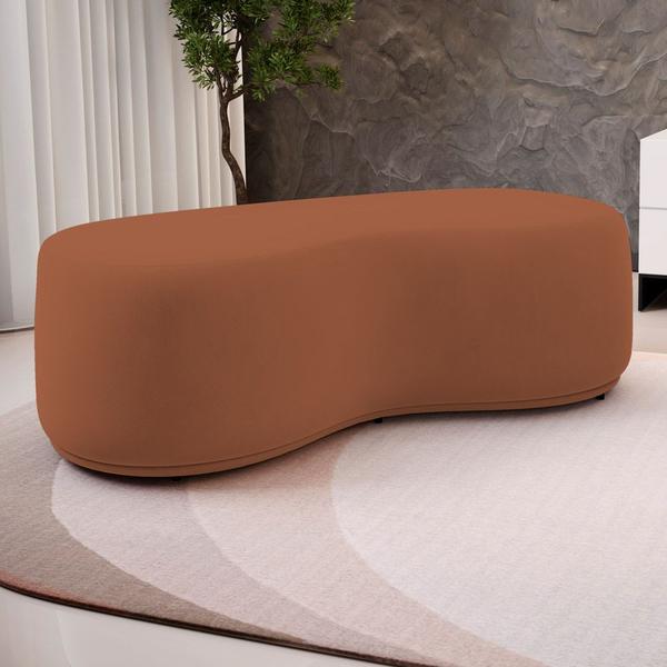 Imagem de Puff Decorativo Living Aisha Orgânico 02 Lugares Veludo Terracota - Desk Design