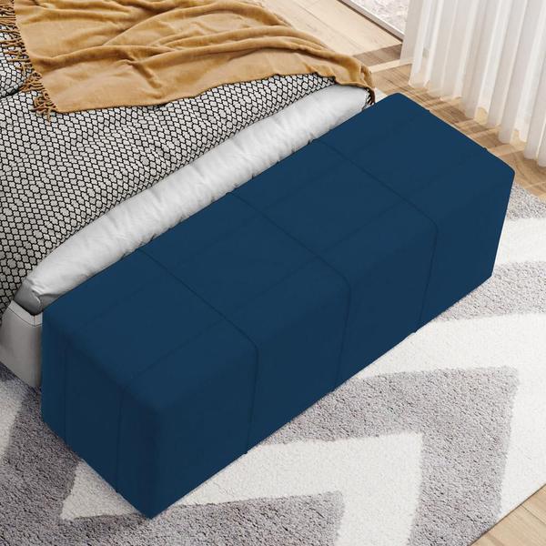 Imagem de Puff Decorativo Living Sala de Estar 140 cm Roma W01 Suede Azul Marinho-Lyam