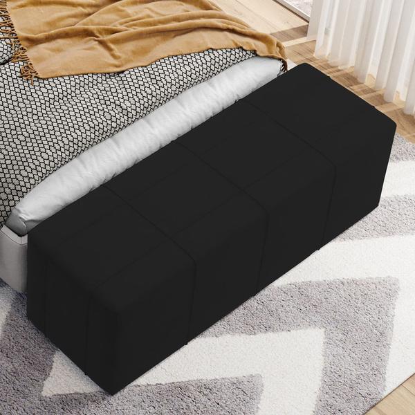 Imagem de Puff Decorativo Living Sala de Estar 195 cm Roma W01 Suede Preto -Lyam