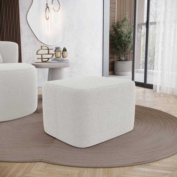 Imagem de Puff Decorativo Living Yumi Retangular 60cm Bouclê Off White - Desk Design