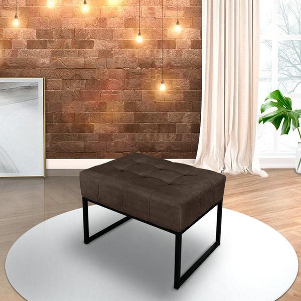 Imagem de Puff Decorativo metal preto Banqueta luxo 60x44cm Suede Varias Cores todos ambientes