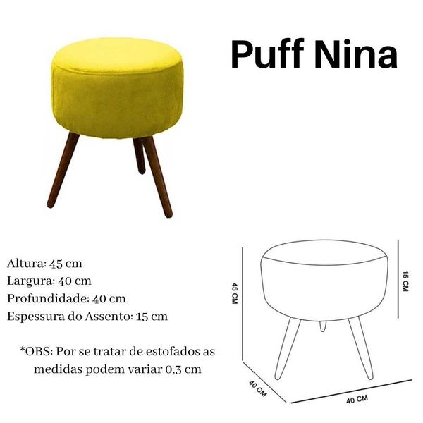 Imagem de Puff Decorativo Nina Platinum Decor Amarela