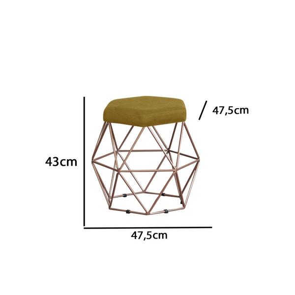 Imagem de Puff Decorativo Onix Com Armação Bronze Para Sala Em Suede