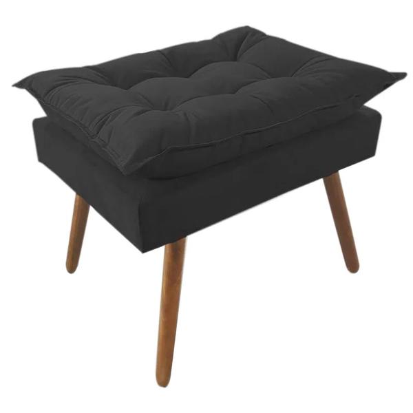 Imagem de Puff Decorativo Opalla Pés Palito Suede Preto - DS Estofados