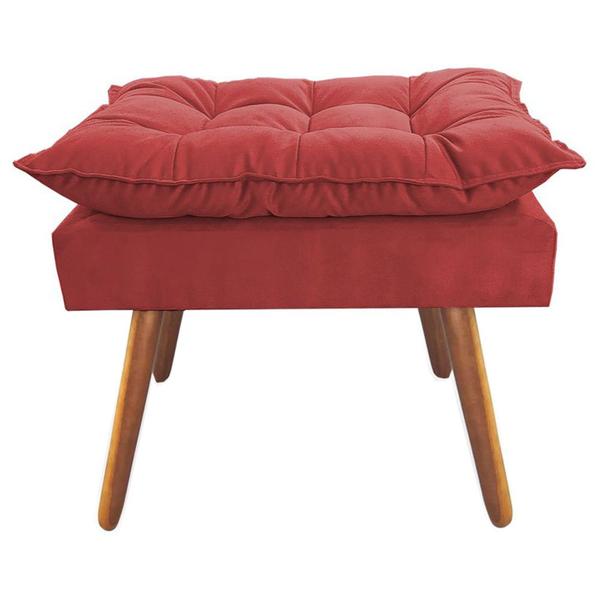 Imagem de Puff Decorativo Opalla Pés Palito Suede Vermelho - DS Estofados