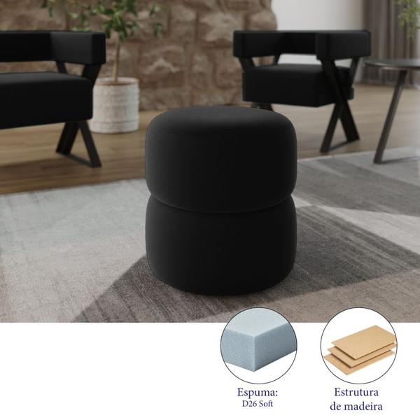 Imagem de Puff Decorativo Orgânico Living Yaris Veludo Preto - Desk Design