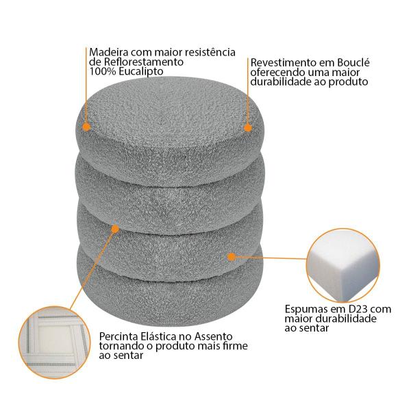 Imagem de Puff Decorativo Orgânico Sala de Estar Lavínia Bouclé - Amarena Móveis