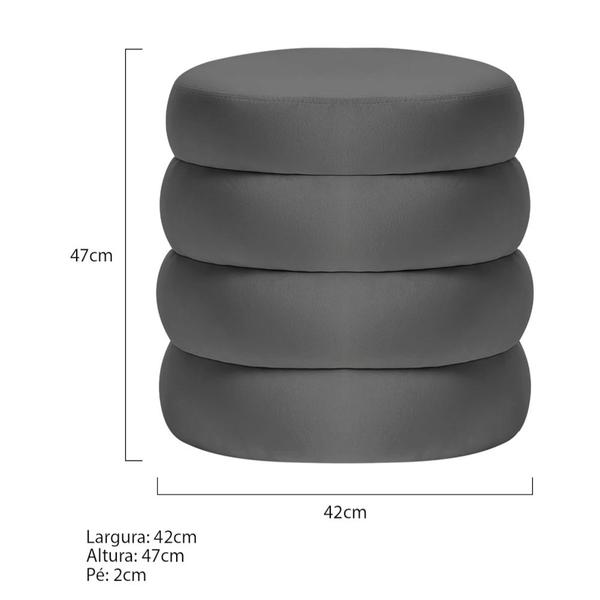 Imagem de Puff Decorativo Orgânico Sala de Estar Lavínia Linho Cinza Escuro - Amarena Móveis