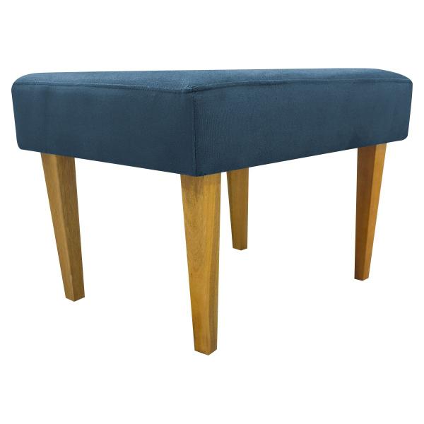 Imagem de Puff decorativo para sala charme suede azul marinho pé castanho - clique e decore