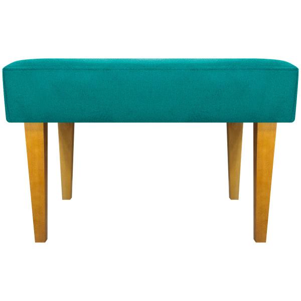 Imagem de Puff decorativo para sala charme suede azul turquesa pé castanho - clique e decore