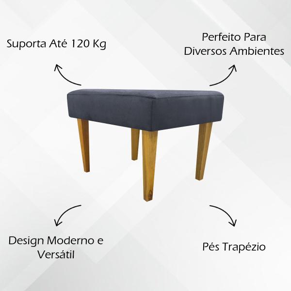 Imagem de Puff decorativo para sala charme suede cinza pé castanho - clique e decore