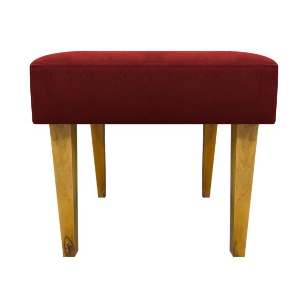 Imagem de Puff decorativo para sala charme suede vermelho pé castanho - clique e decore