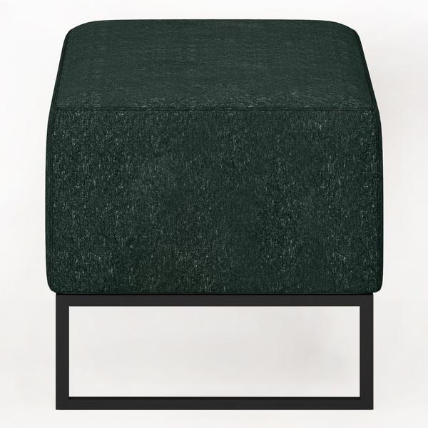 Imagem de Puff Decorativo Para Sala de Estar Cléo W01 Base de Ferro 90 cm Linho Verde Musgo - Lyam Decor