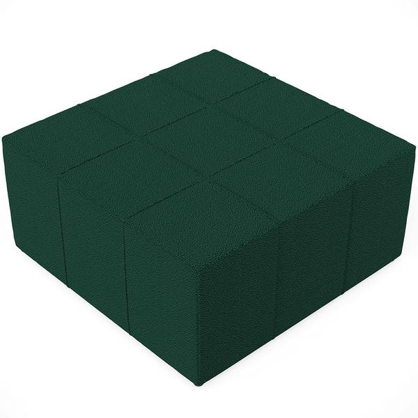 Imagem de Puff Decorativo Para Sala de Estar Quadrado Milano 90x90cm W01 Bouclê Verde - Lyam Decor