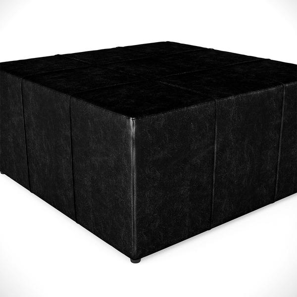 Imagem de Puff Decorativo Para Sala de Estar Quadrado Milano 90x90cm W01 material sintético Preto - Lyam Decor