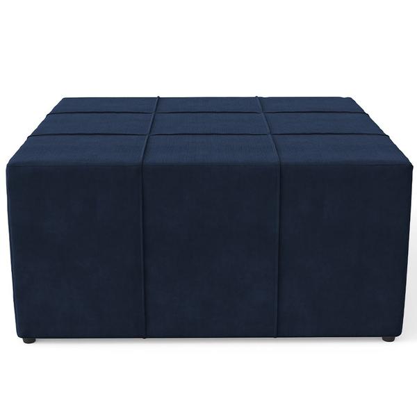 Imagem de Puff Decorativo Para Sala de Estar Quadrado Milano 90x90cm W01 Suede Azul Marinho - Lyam Decor