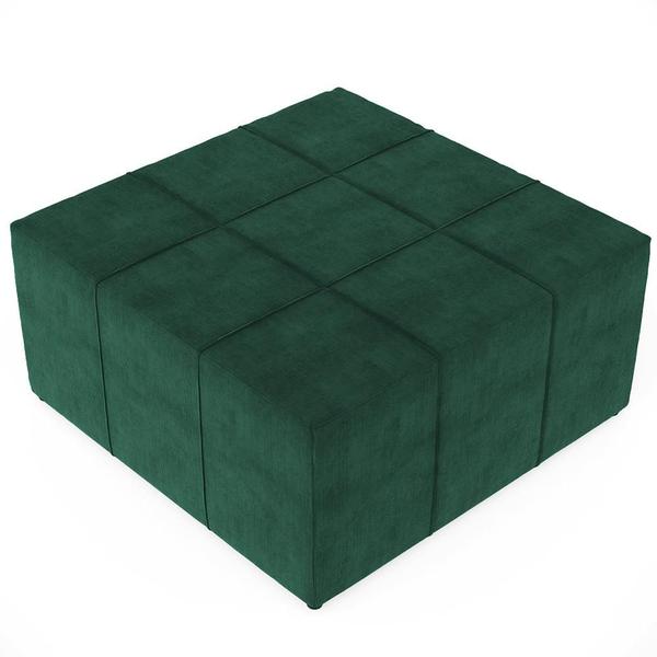 Imagem de Puff Decorativo Para Sala de Estar Quadrado Milano 90x90cm W01 Suede Verde Musgo - Lyam Decor