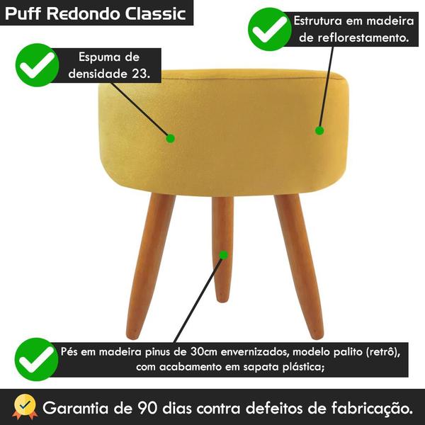 Imagem de Puff Decorativo Para Sala de Estar Redondo Classic Suede Diversas Cores