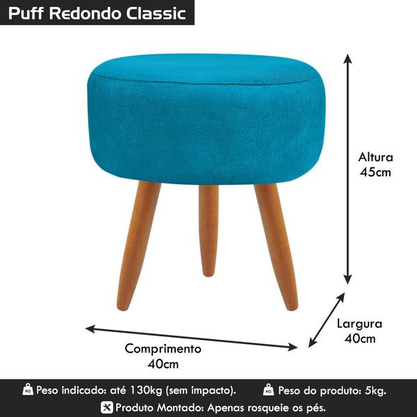 Imagem de Puff Decorativo Para Sala de Estar Redondo Classic Suede Diversas Cores